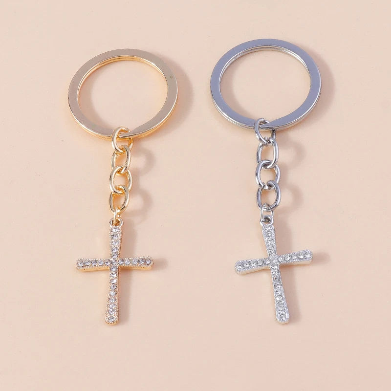 Rhinestone Crystal Cross Keychain