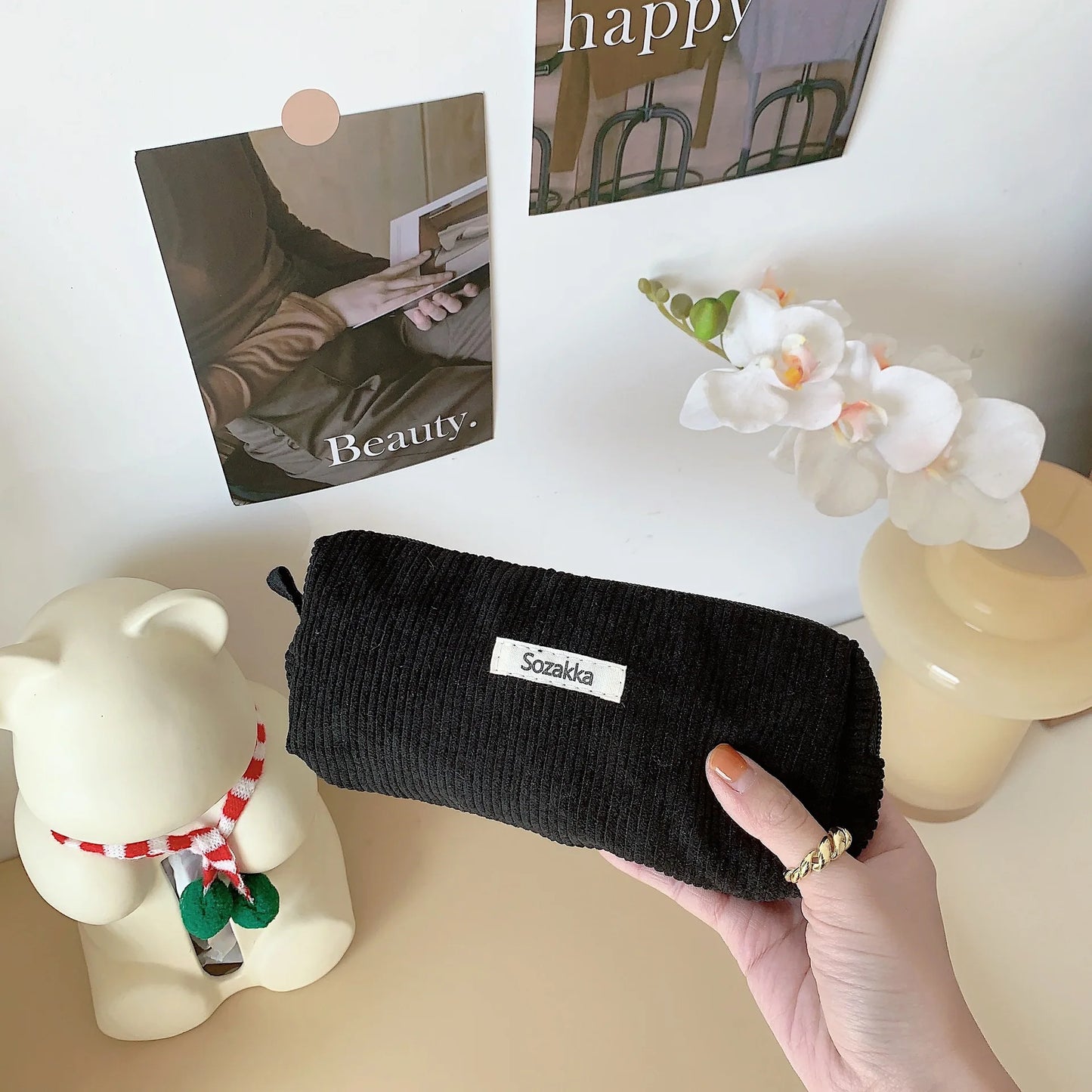 Retro Corduroy Pencil Case