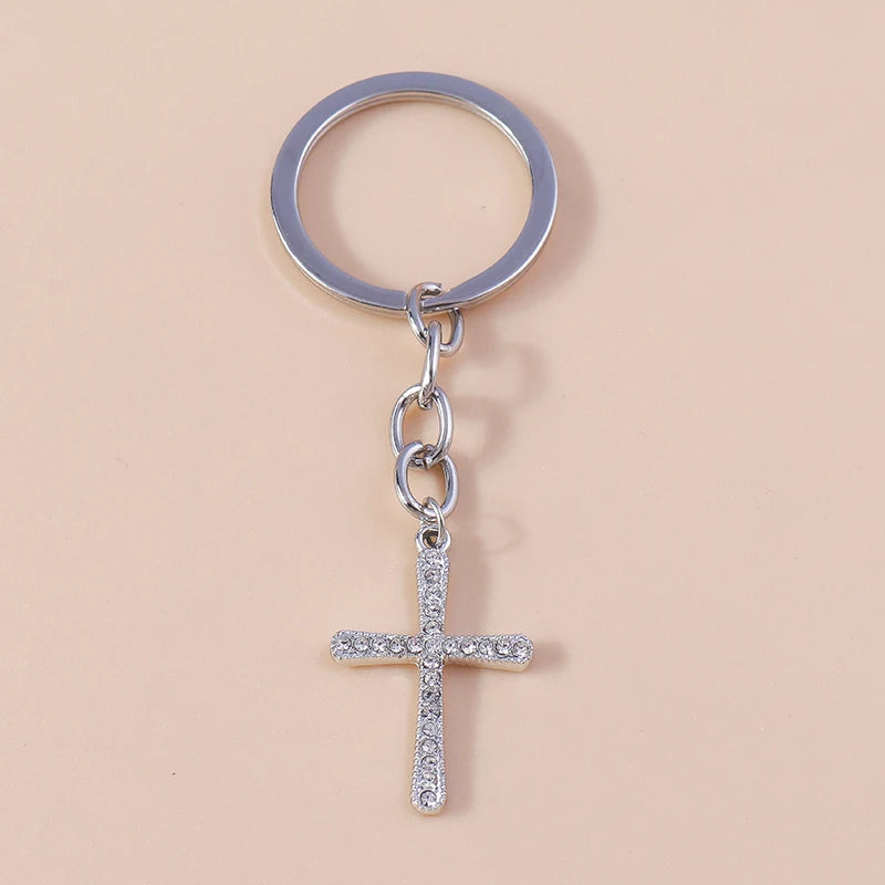 Rhinestone Crystal Cross Keychain