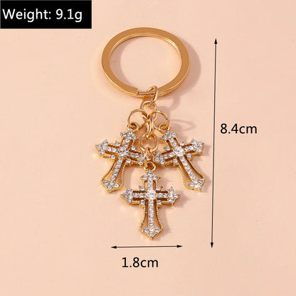 Rhinestone Crystal Cross Keychain