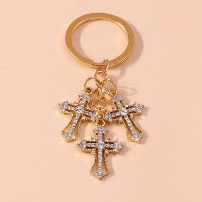 Rhinestone Crystal Cross Keychain