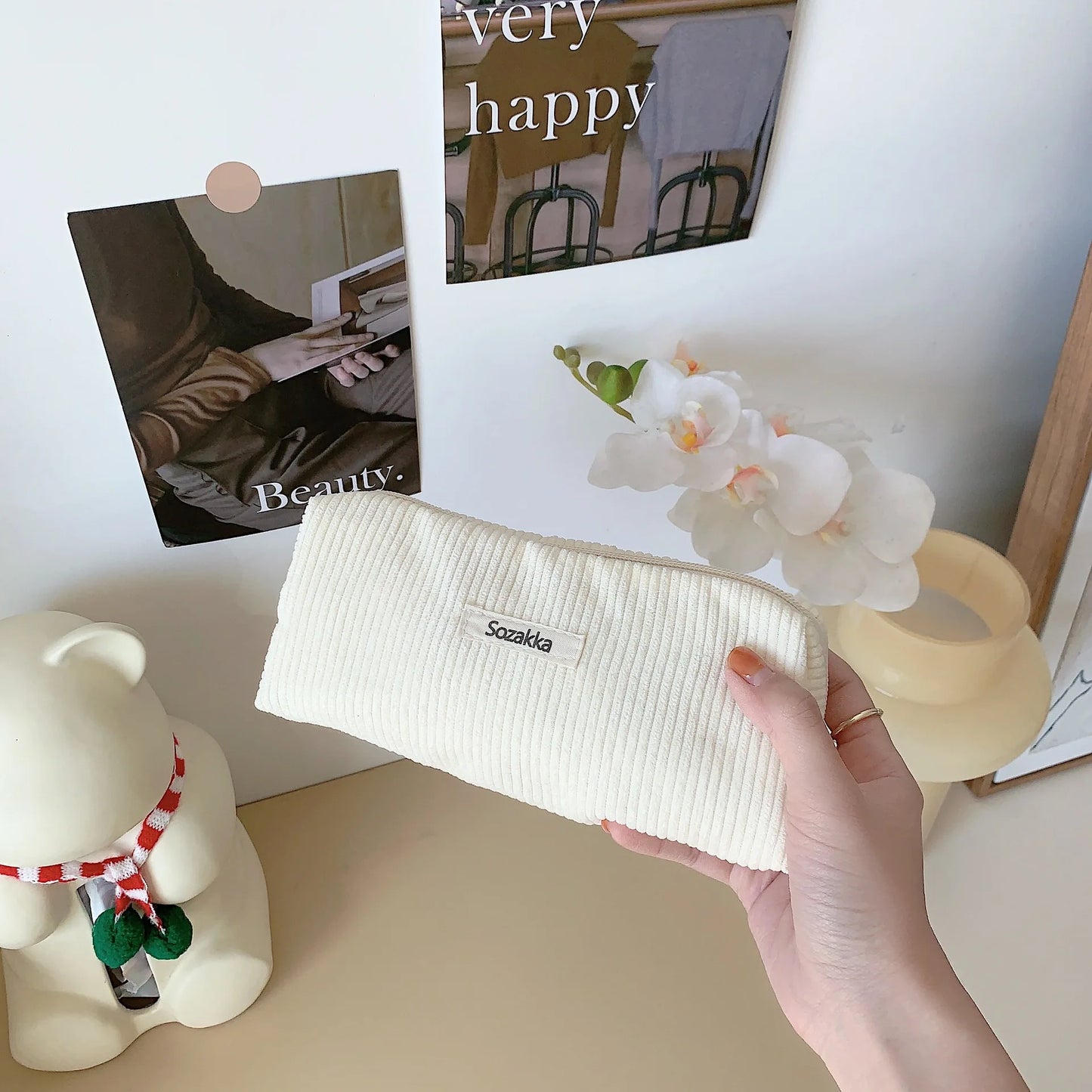 Retro Corduroy Pencil Case