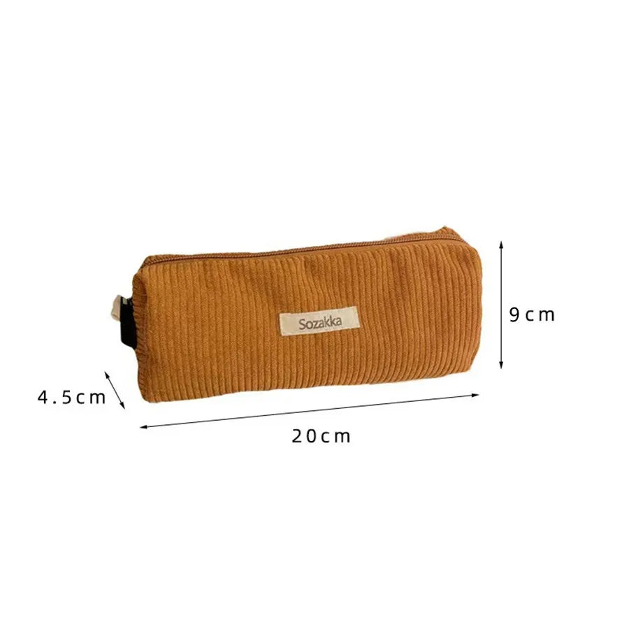 Retro Corduroy Pencil Case