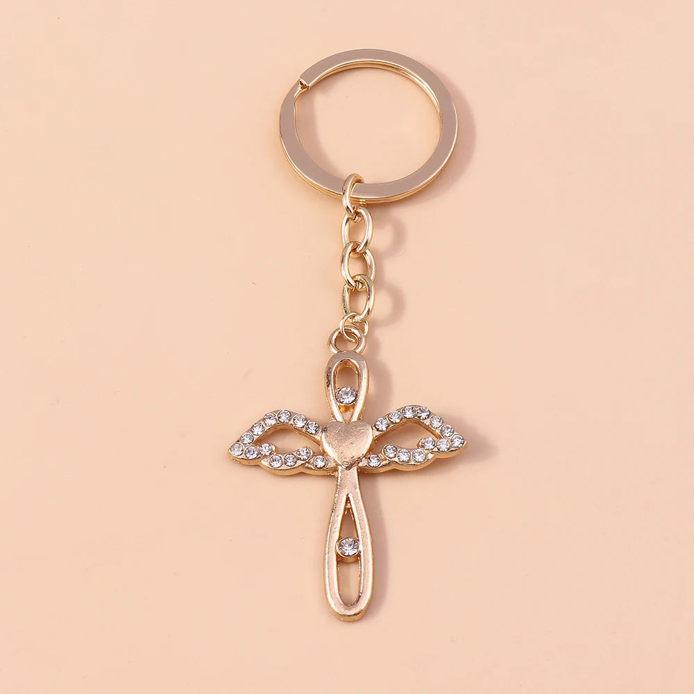 Rhinestone Crystal Cross Keychain
