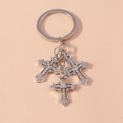 Rhinestone Crystal Cross Keychain