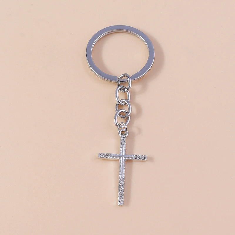 Rhinestone Crystal Cross Keychain