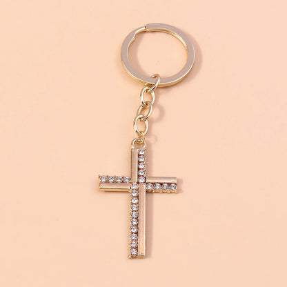 Rhinestone Crystal Cross Keychain