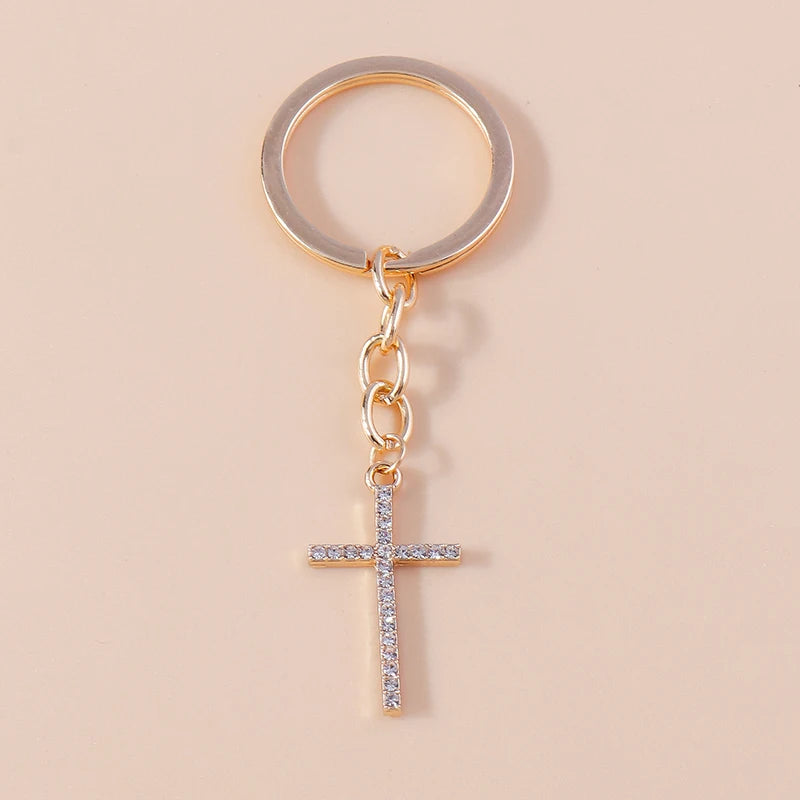 Rhinestone Crystal Cross Keychain