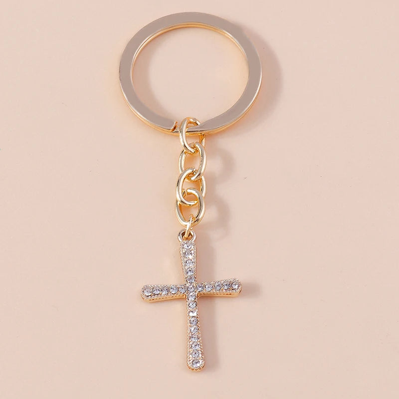 Rhinestone Crystal Cross Keychain