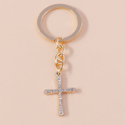 Rhinestone Crystal Cross Keychain