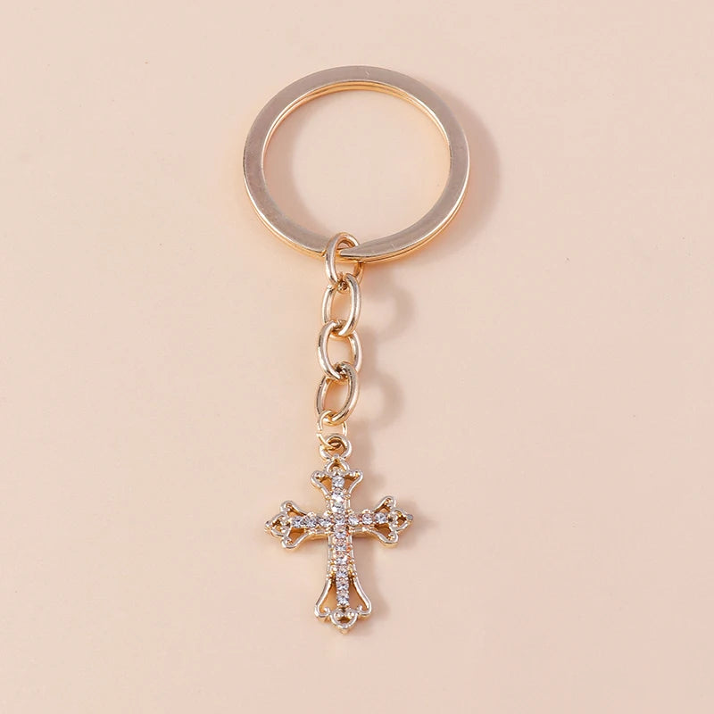 Rhinestone Crystal Cross Keychain