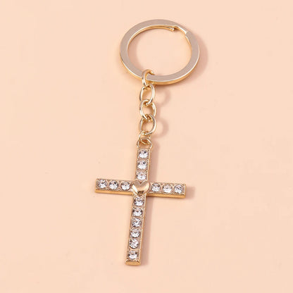 Rhinestone Crystal Cross Keychain