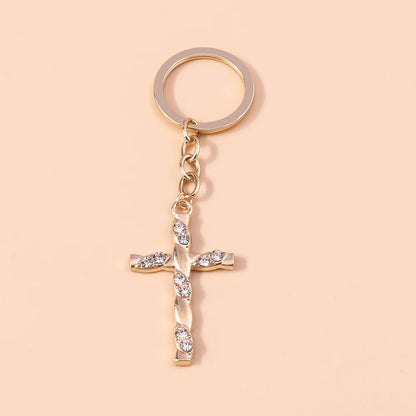 Rhinestone Crystal Cross Keychain