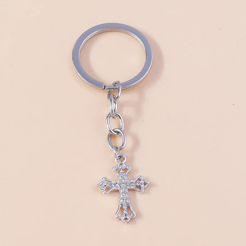 Rhinestone Crystal Cross Keychain