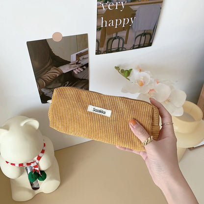 Retro Corduroy Pencil Case