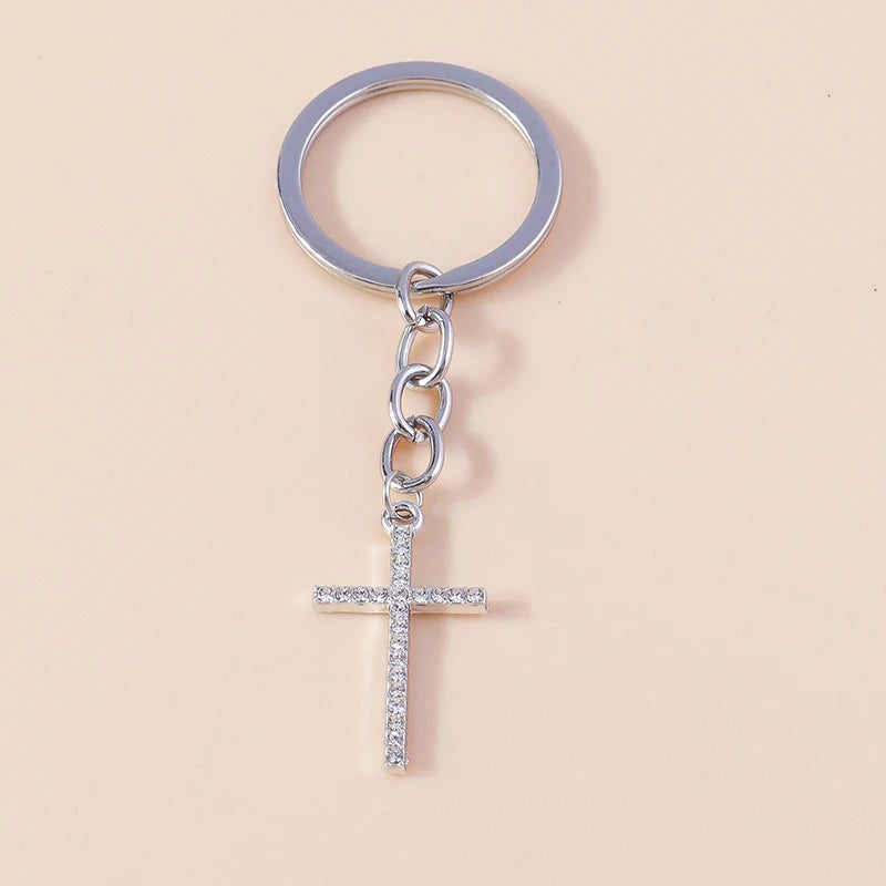 Rhinestone Crystal Cross Keychain