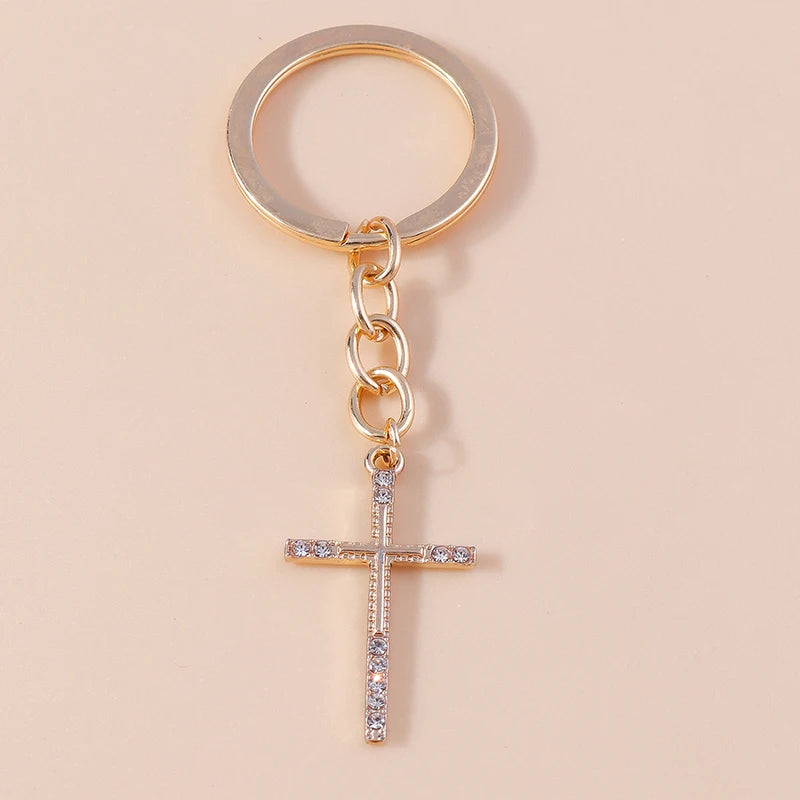Rhinestone Crystal Cross Keychain