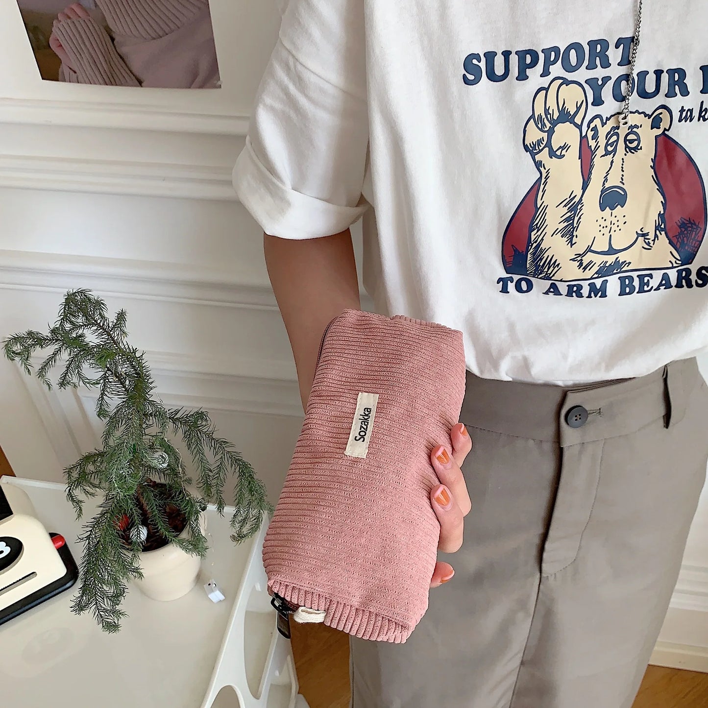 Retro Corduroy Pencil Case