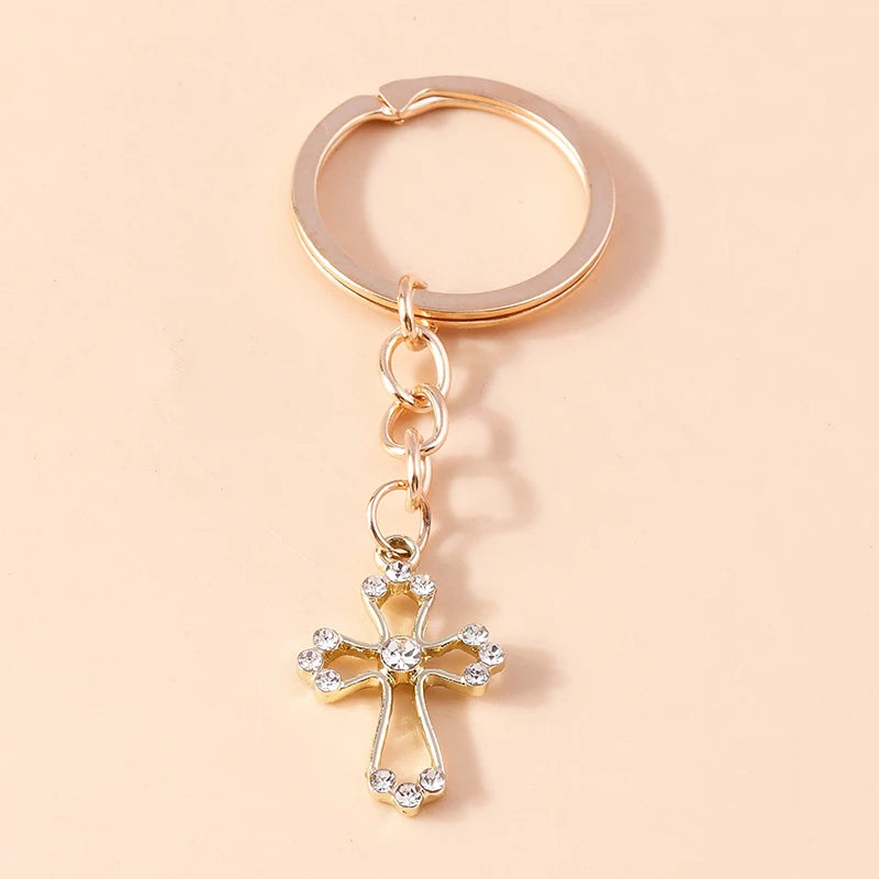 Rhinestone Crystal Cross Keychain