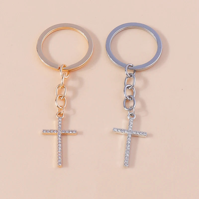 Rhinestone Crystal Cross Keychain