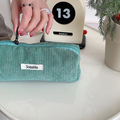 Retro Corduroy Pencil Case