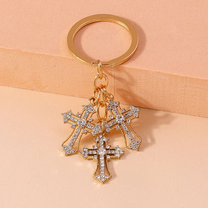 Rhinestone Crystal Cross Keychain
